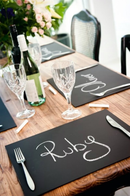 Chalkboard placemats.