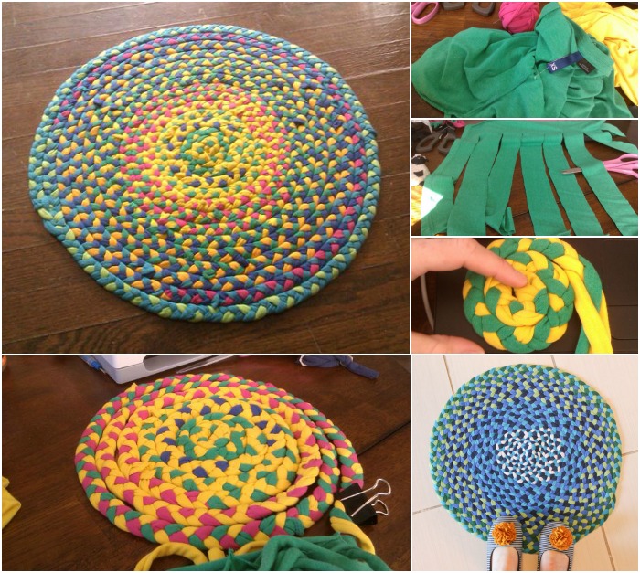 Creative Use for Old T-Shirts: Braid them into a Beautifully Bright Rug