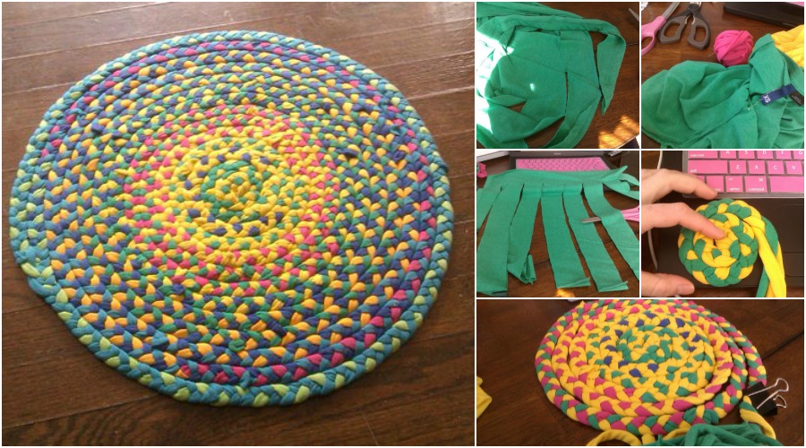 Creative Use for Old T-Shirts: Braid Them Into a Beautifully Bright Rug
