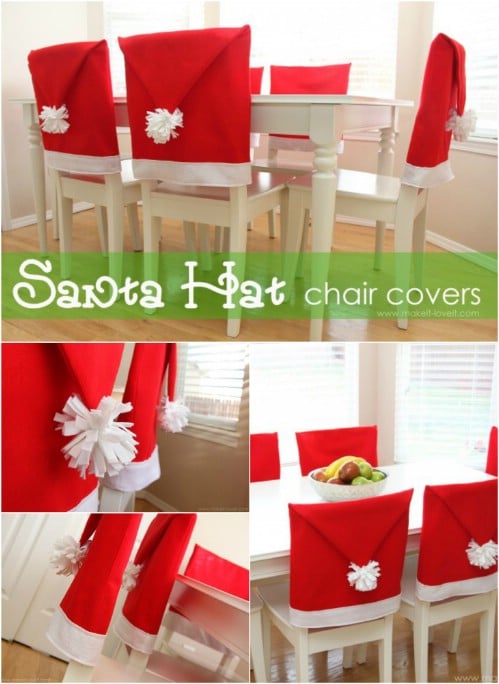Santa Hat Chair Covers - 20 Magical DIY Christmas Home Decorations You'll Want Right Now