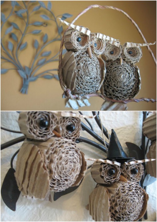 Cardboard Owls - 20 Genius DIY Recycled and Repurposed Christmas Crafts