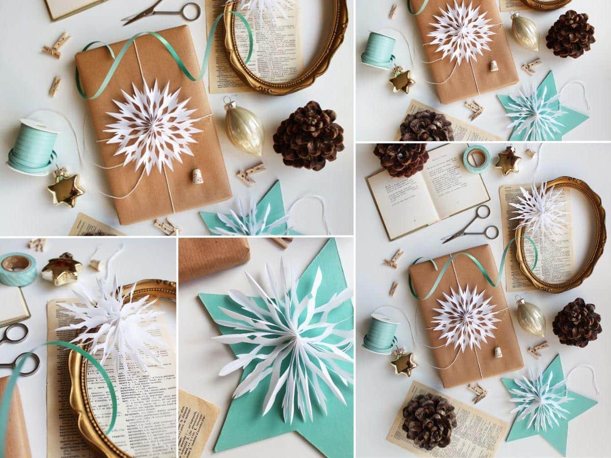 DIY Paper snowflake gift topper