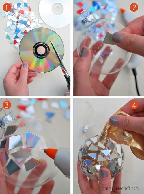 CD Ornaments - 20 Genius DIY Recycled and Repurposed Christmas Crafts