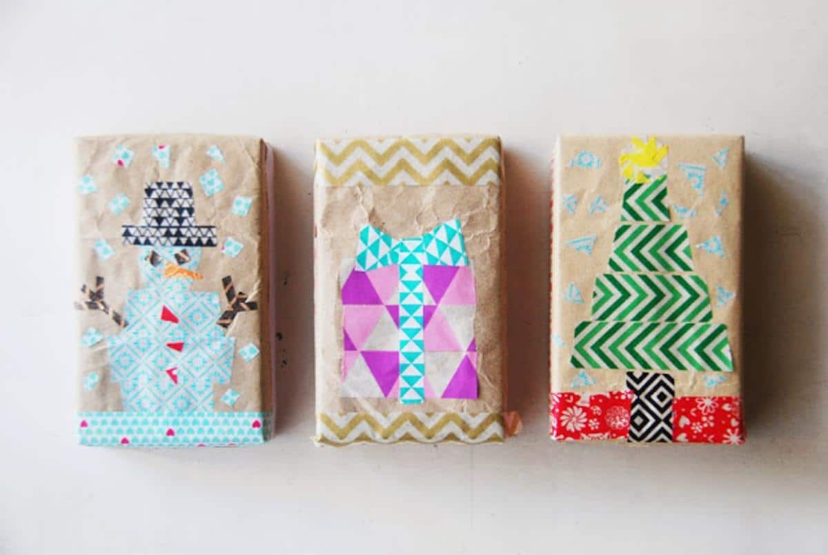 DIY washi tape gift wrappings.