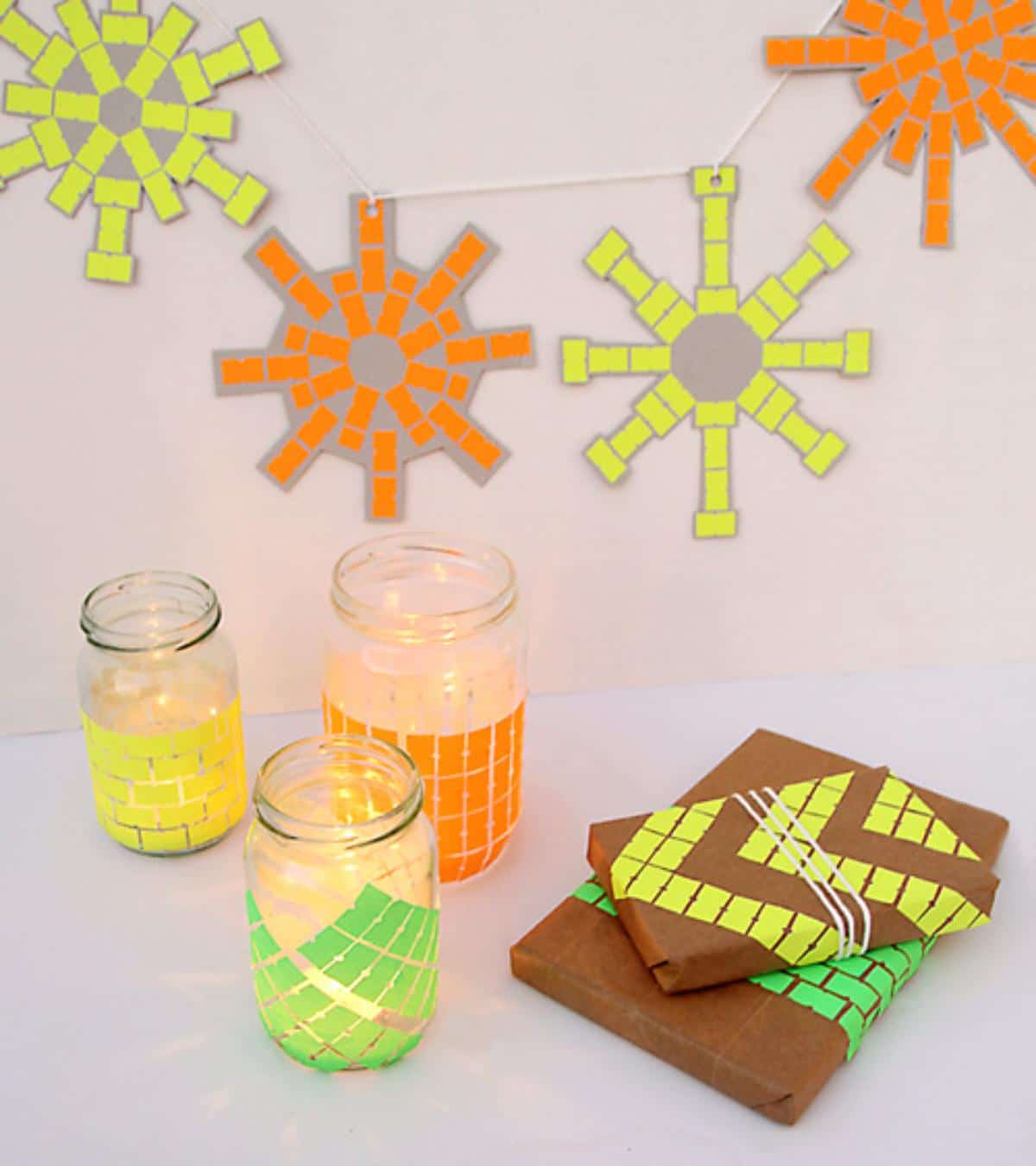 DIY holiday wrapping with price tag stickers