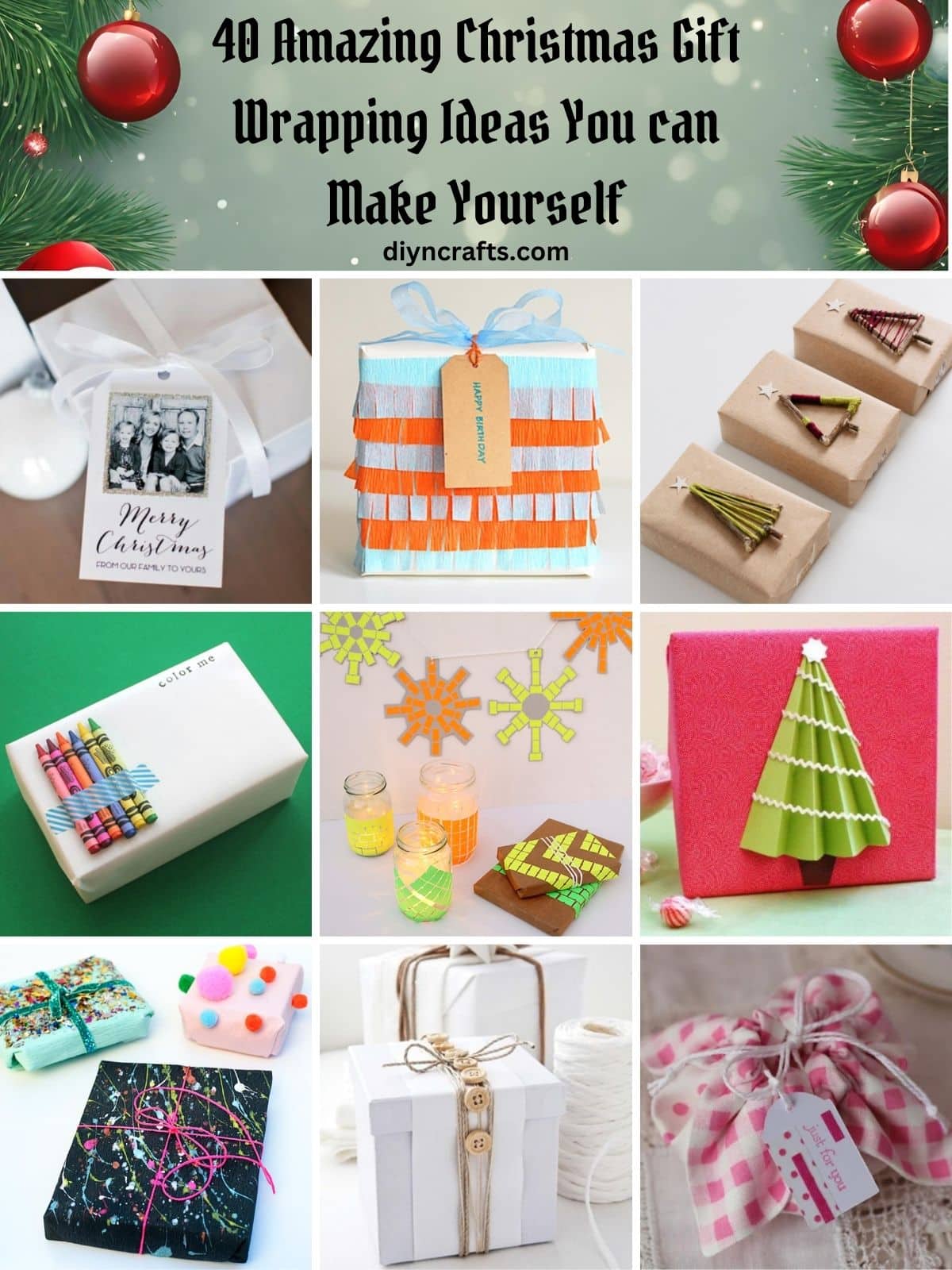 40 Amazing Christmas Gift Wrapping Ideas You can Make Yourself collage.