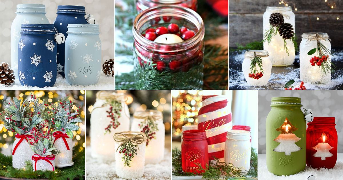 43 Festive DIY Mason Jar Christmas Decorations facebook image.