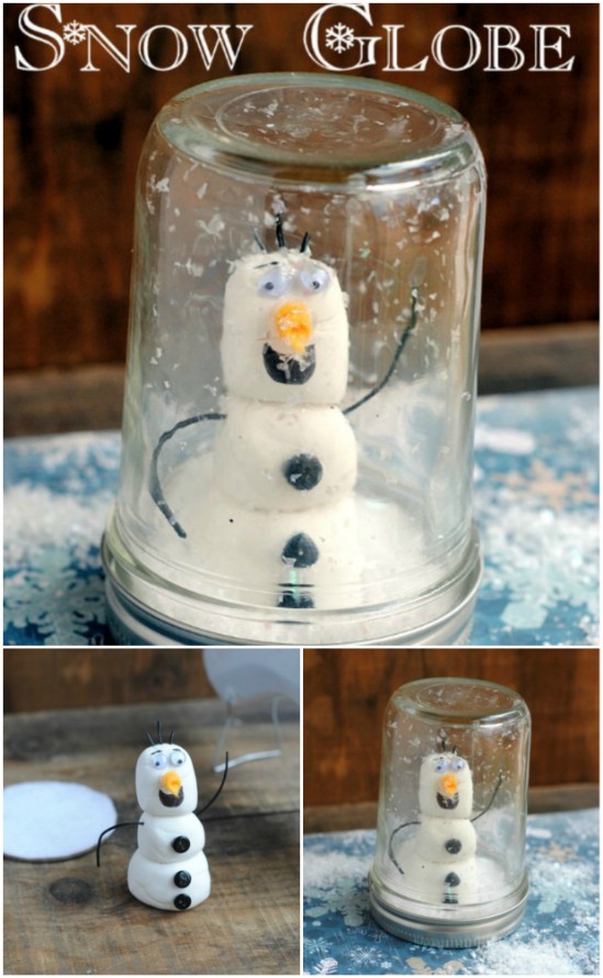 Snowman Snow Globe - 12 Magnificent Mason Jar Christmas Decorations You Can Make Yourself