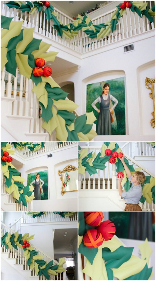 Holly Stairwell Garland - 20 Magical DIY Christmas Home Decorations You'll Want Right Now
