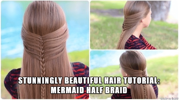 Stunningly Beautiful Hair Tutorial: Mermaid Half Braid