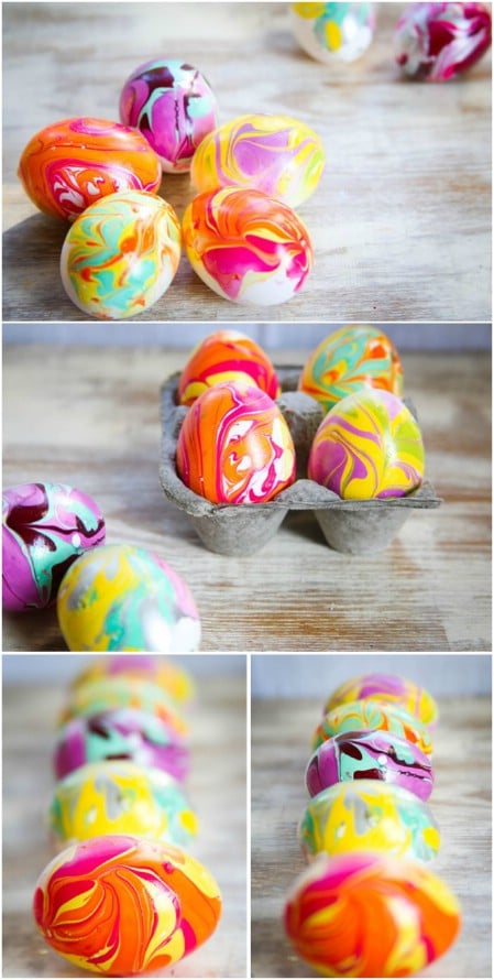 Nail polish marbled eggs