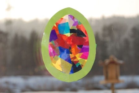Tissue paper Easter egg collage
