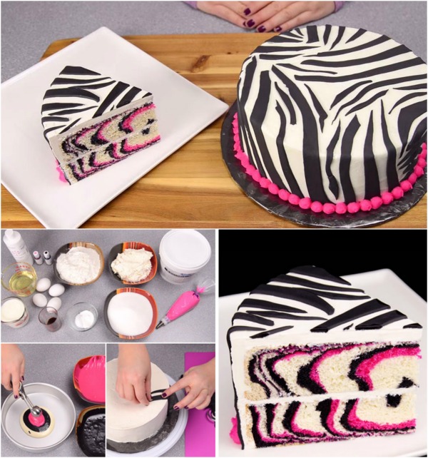 Baking an Easy and Delicious Pink Zebra Cake {Video Instructions} Amazing recipe...