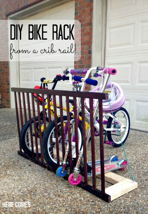 Bike Rack - 20 Delightfully Creative and Functional Ways to Repurpose Old Cribs