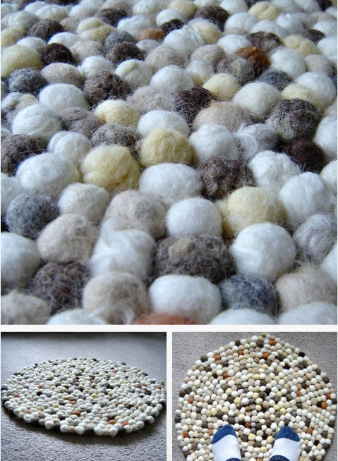 Felt Faux Stone Rug - 30 Magnificent DIY Rugs to Brighten up Your Home