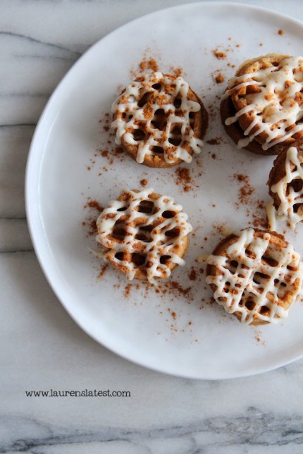 Snickerdoodle waffle cookies with cream cheese glaze - 35 Delicious Foods You Didn't Know You Could Cook in Your Waffle Iron