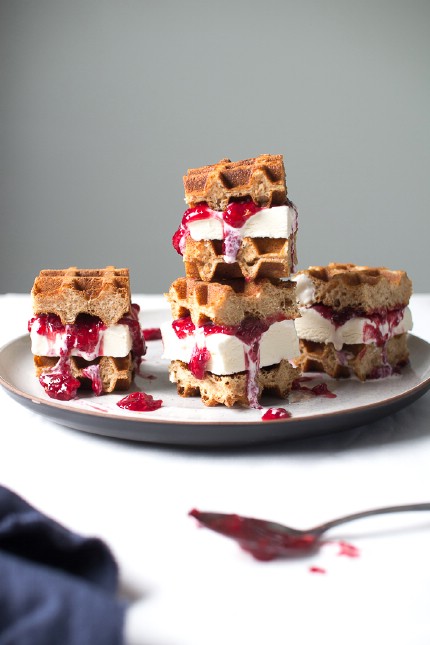 Mini ice cream waffle sandwiches - 35 Delicious Foods You Didn't Know You Could Cook in Your Waffle Iron
