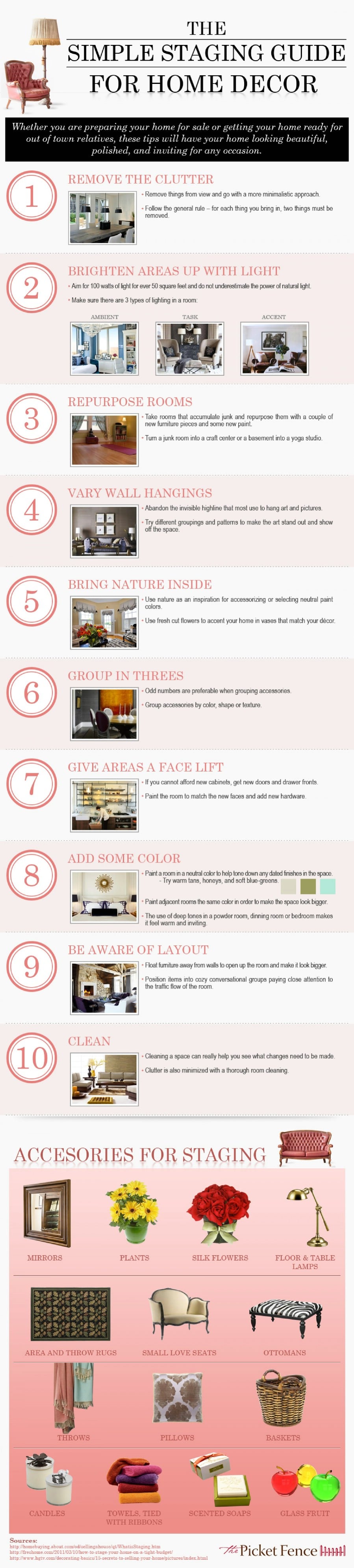 41. The Simple Staging for Home Decorating. - 50 Amazingly Clever Cheat Sheets To Simplify Home Decorating Projects