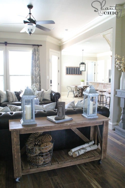 Simple countrified console table - 50 Decorative Rustic Storage Projects For a Beautifully Organized Home