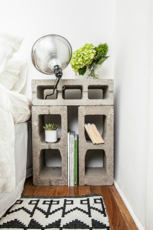 Nightstand - 17 Creative Ways to Use Concrete Blocks in Your Home