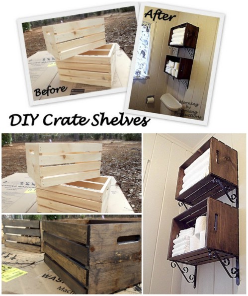 Crate wall storage - 50 Decorative Rustic Storage Projects For a Beautifully Organized Home