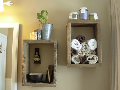 Rough cut rustic wood shelves - 50 Decorative Rustic Storage Projects For a Beautifully Organized Home