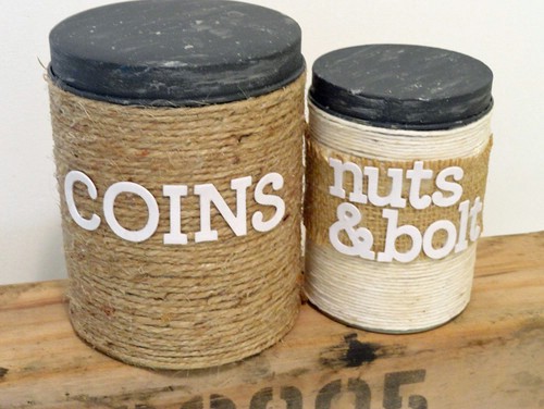Burlap and twine containers - 50 Decorative Rustic Storage Projects For a Beautifully Organized Home