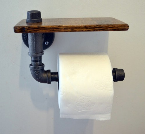 Industrial pipe toilet paper holder - 50 Decorative Rustic Storage Projects For a Beautifully Organized Home