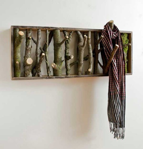 Tree branch coat hangar - 50 Decorative Rustic Storage Projects For a Beautifully Organized Home