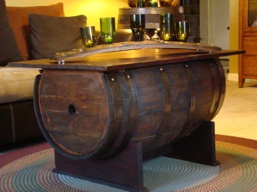 Barrel table - 50 Decorative Rustic Storage Projects For a Beautifully Organized Home