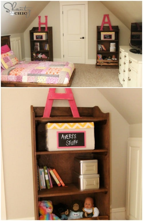 Pottery Barn-inspired bookcase - 50 Decorative Rustic Storage Projects For a Beautifully Organized Home