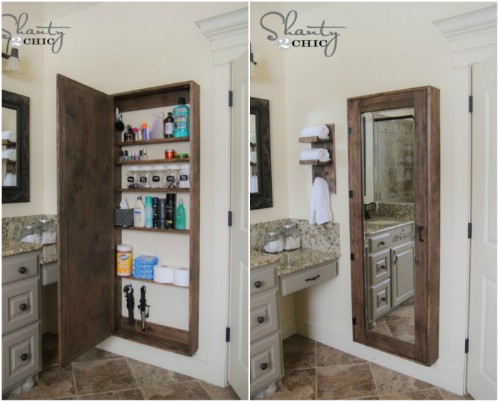 Bathroom cabinet with mirror - 50 Decorative Rustic Storage Projects For a Beautifully Organized Home