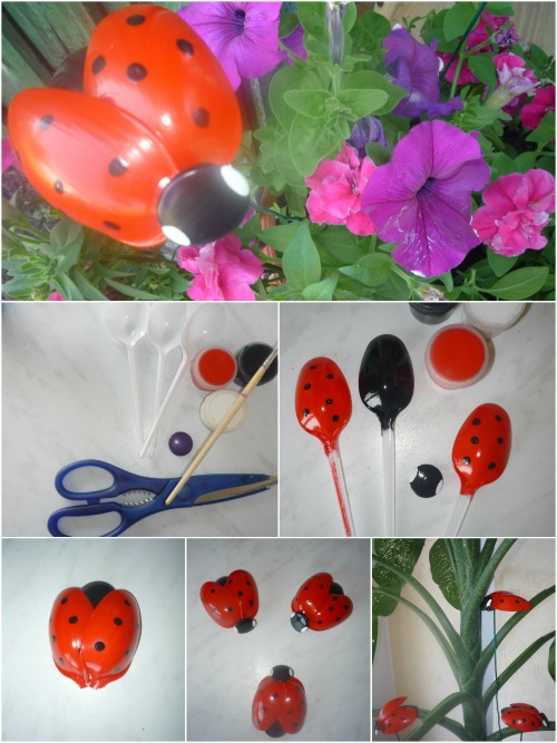Quick Recycling Craft: Adorable Ladybugs made from Plastic Spoons...