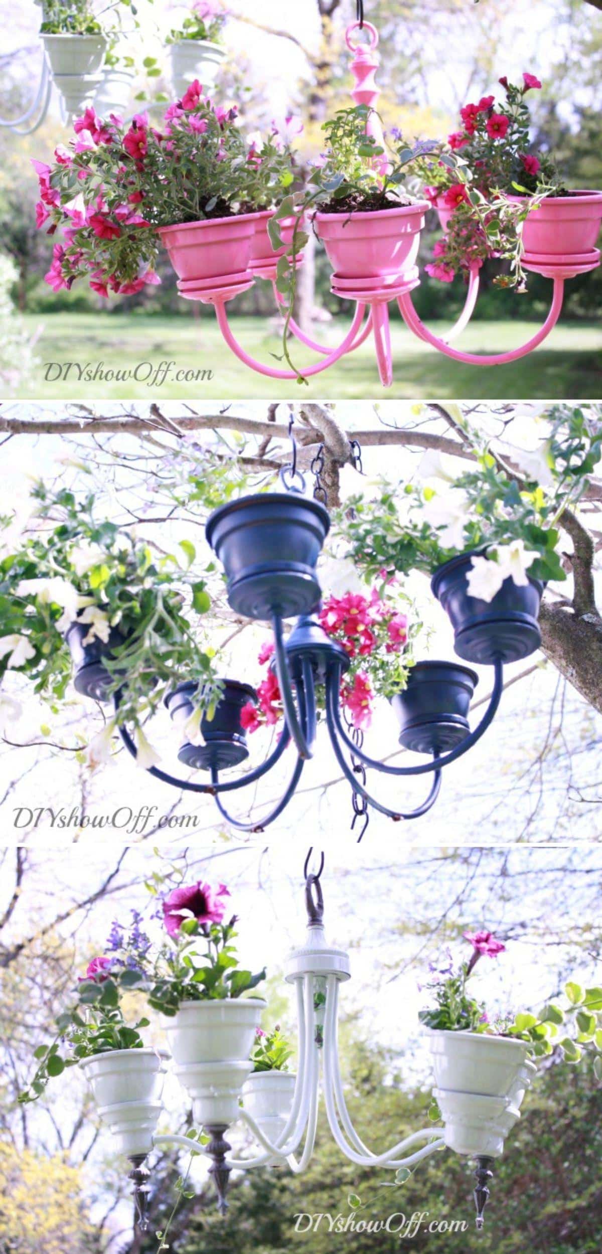 Chandelier Planters collage.