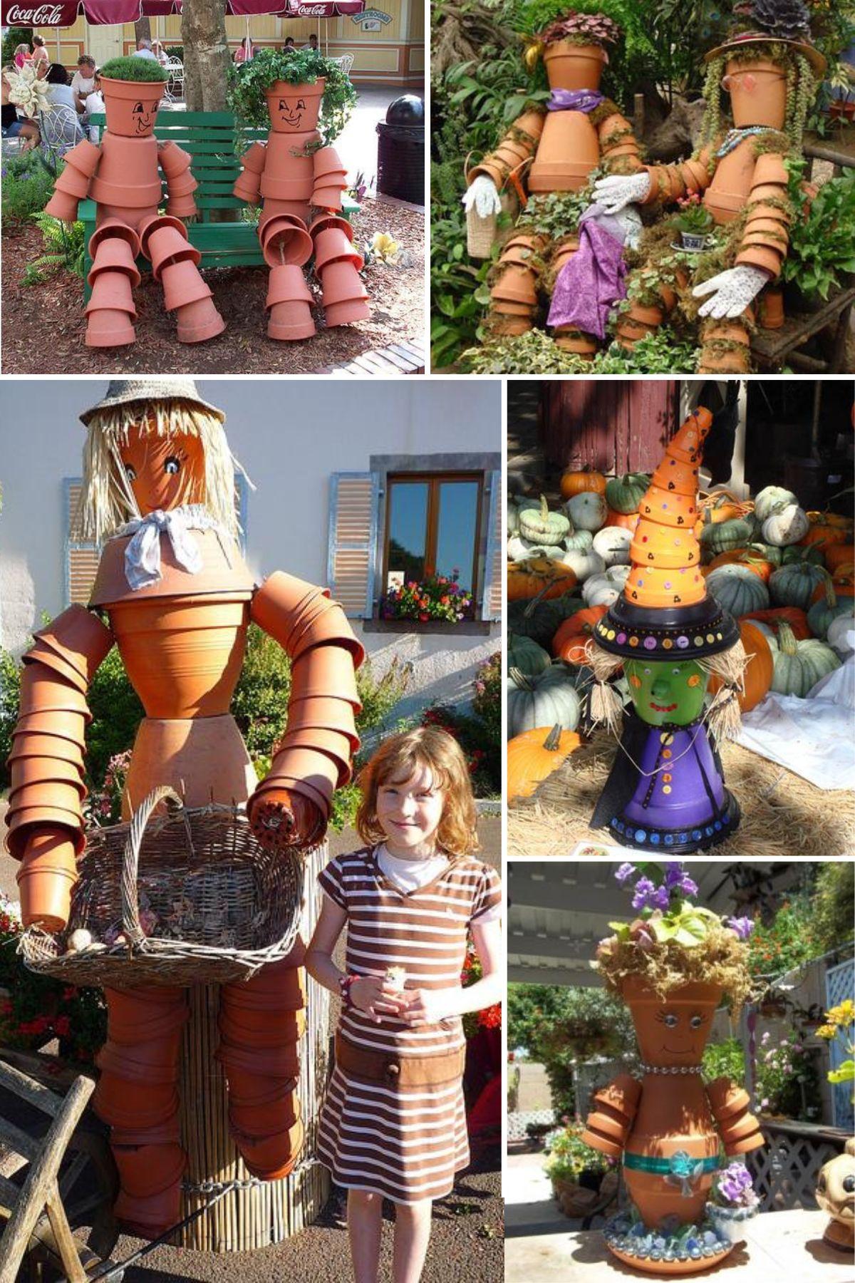 DIY Clay Pot People collage.