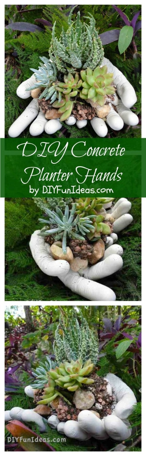 Create concrete hand planters from scratch.
