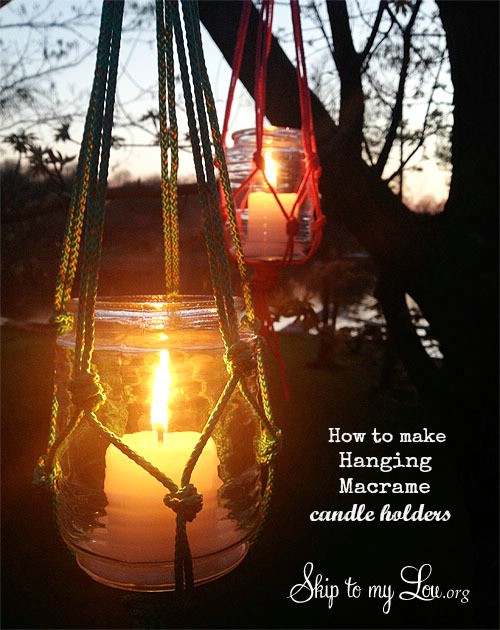 Make your own hanging macramé candle holders.