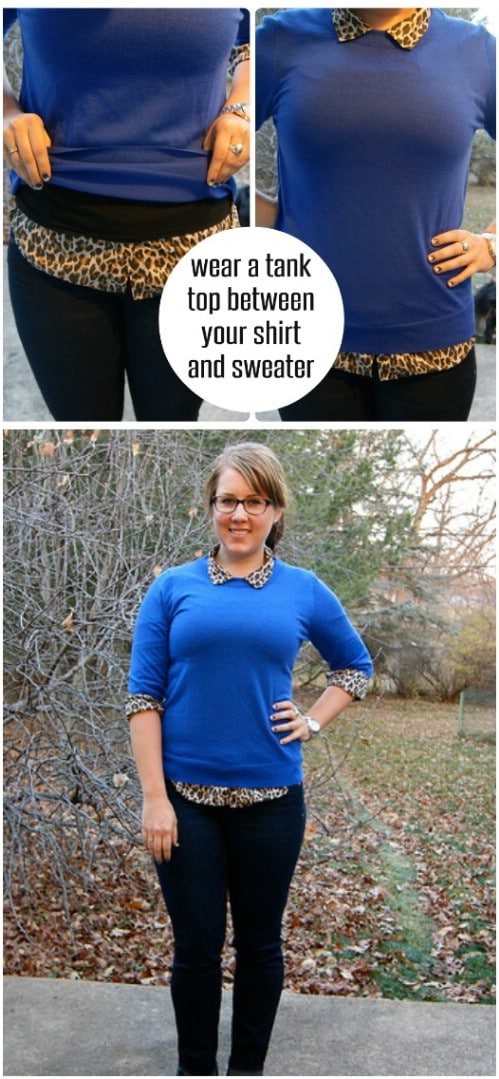 Sweater over Button-Up Shirt