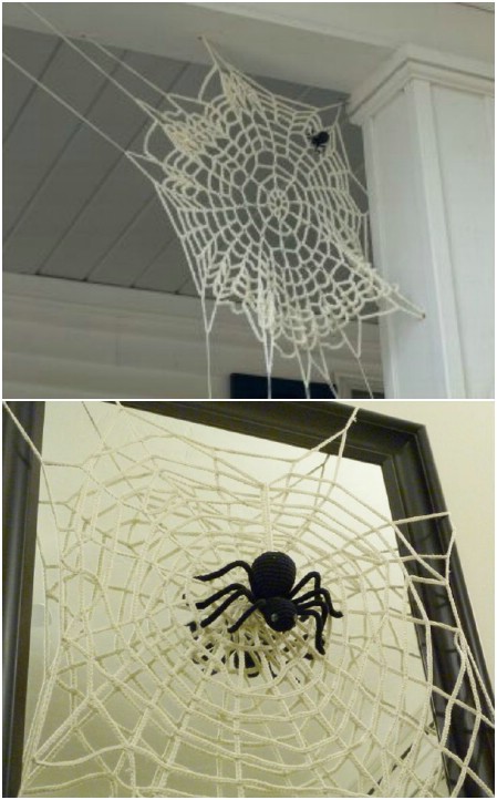 Crocheted spider web