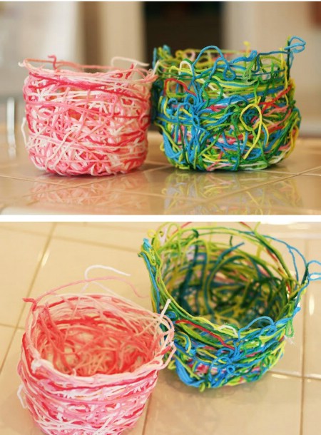 Colorful, amazing yarn baskets