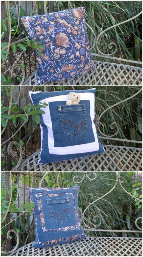 Make a pillow out of your old jeans.