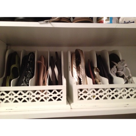 Use a letter organizer for your flip flops and sandals.