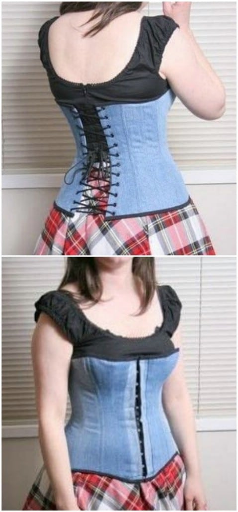 Create an amazing denim corset.