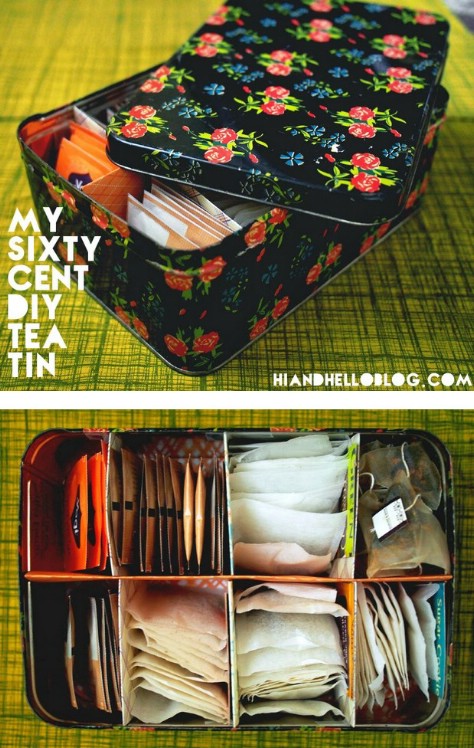 Make a tea tin with dividers.