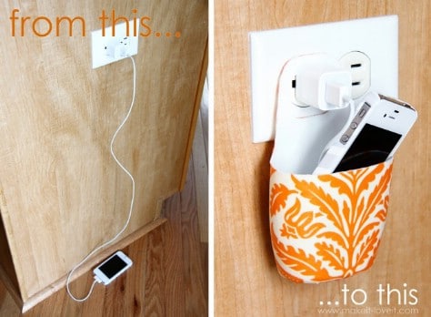 Turn a used lotion bottle into a beautiful holder for charging a cell phone.