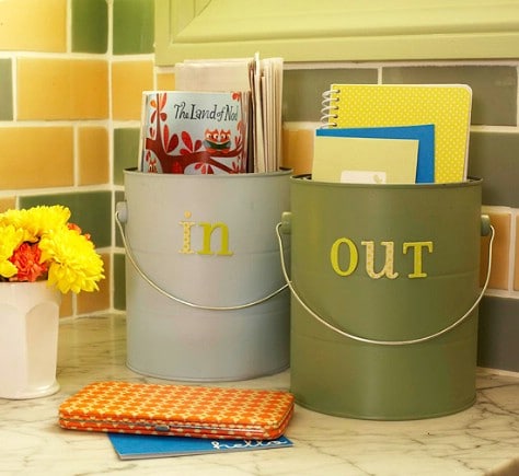 Use pails for incoming and outgoing mail, tasks, etc.