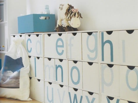 Label cubbies or bins with letters so children can learn.