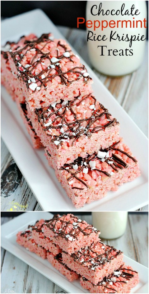 Peppermint and Chocolate Rice Krispie Treats