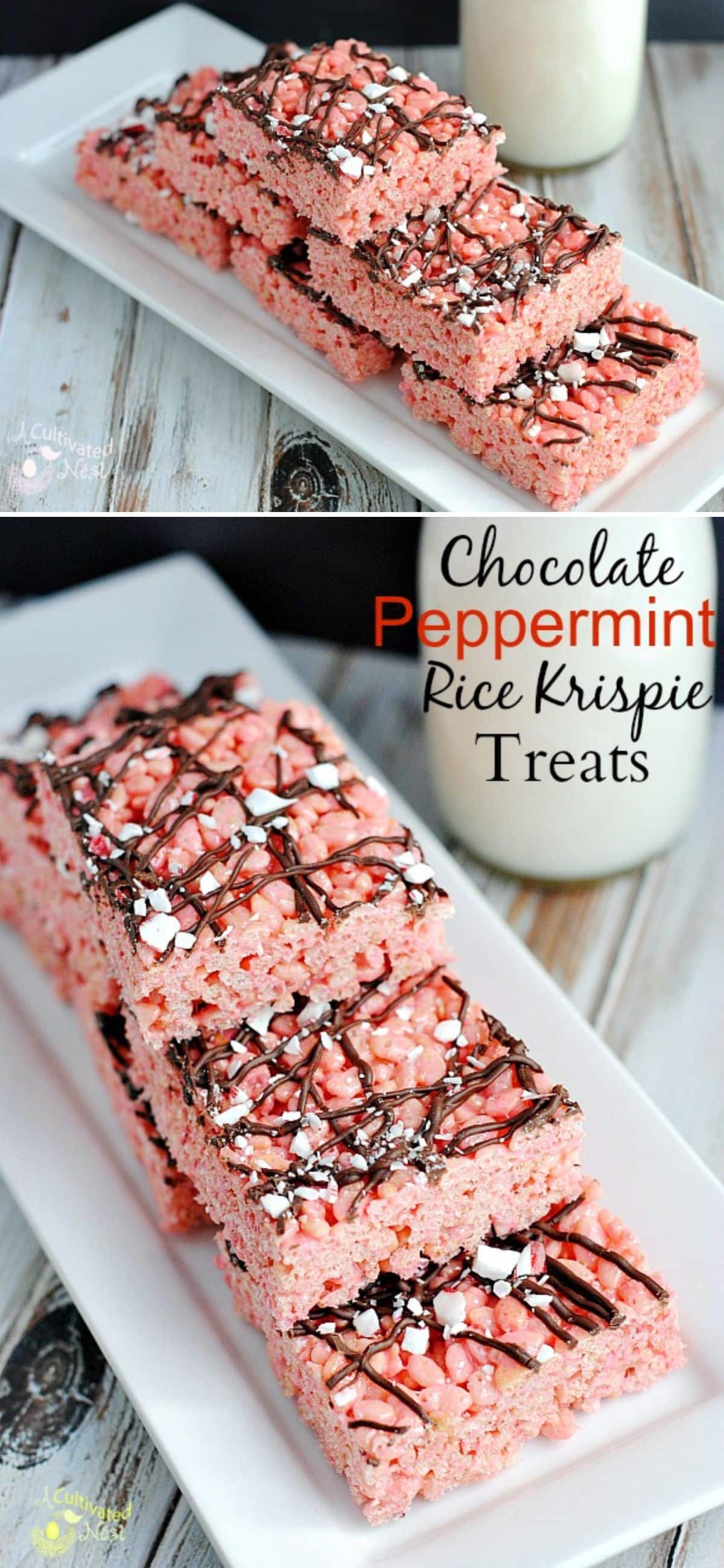 Peppermint and Chocolate Rice Krispie Treats