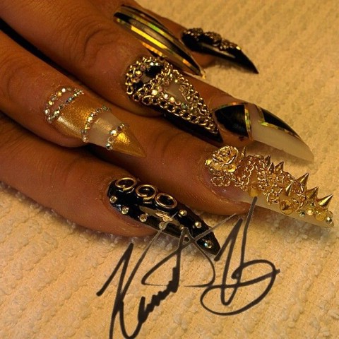 Embellished metallic nails